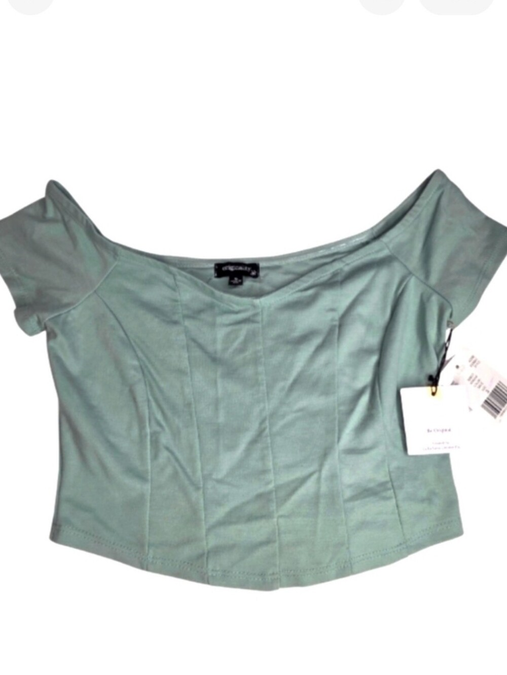 NWT Originality S Sage Corset Off Shoulder Crop Top F-2121
